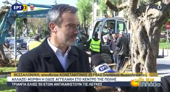 Συνέντευξη στην ΕΡΤ3 για την τοποθέτηση των ελαιόδεντρων στην οδό Αγγελάκη